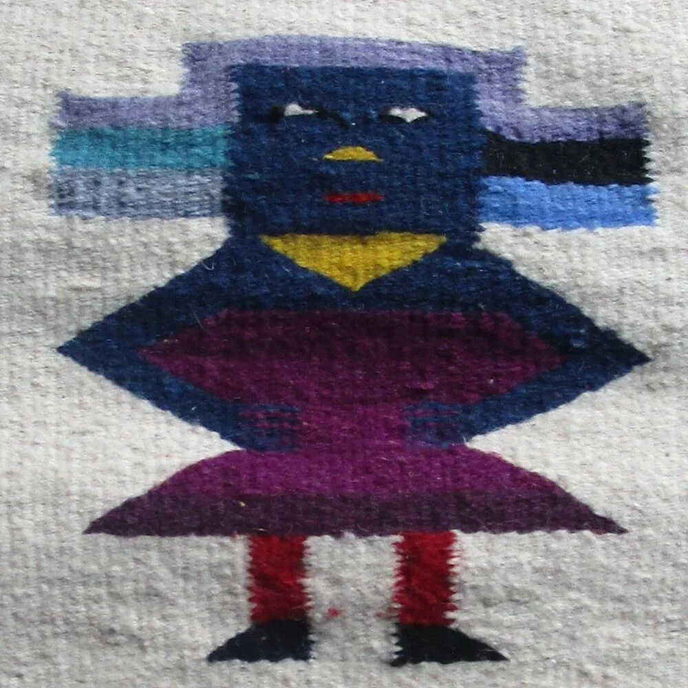 Vintage Wool Southwestern Woven Small Tapestry Rug